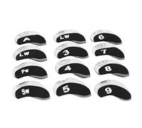 Cryfokt Couvre-têtes de Club de Golf, Couvre-têtes en Fer au Design numéroté, de Golf en Néoprène avec Ensemble de 12 Pièces pour Protection des Cales de Fers 3 4 5 6 7 8 9 A SW PW LW (Noir Blanc)