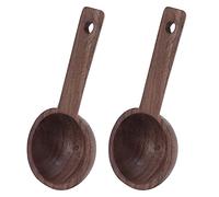 Cryfokt Cuillère à Soupe en Bois, Cuillère à café en Noyer Durable, Accessoires pour café, thé, Sucre, Farine, Paquet Simple ou Double pour la Maison, le Bureau et les Voyages, 4,2 X 1,8 Pouces ((2