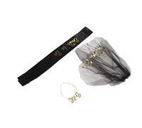 Cryfokt Diadème de la Future Mariée, Cravate Classique, Voile de Mariage, Lettrage à Paillettes Dorées, Noir Brillant, Fête d'enterrement de Vie de Jeune Fille