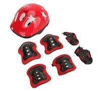 Cryfokt Ensemble de Casque de Vélo pour Enfants, équipement de Protection Réglable, Confortable et Sûr pour Les Enfants de 5 à 14 Ans, 1 X Casque, 2 X Genouillères, 2 Coudières, Protège-Poignets