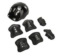 Cryfokt Ensemble de Casque de Vélo pour Enfants, équipement de Protection Réglable, Confortable et Sûr pour Les Enfants de 5 à 14 Ans, 1 X Casque, 2 X Genouillères, 2 Coudières, Protège-Poignets