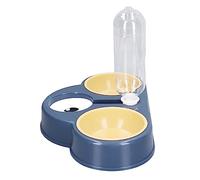Cryfokt Ensemble de Gamelles Triples pour Chat avec Design incliné à 15° et Distributeur d'eau Automatique pour Chats et Chiens - Plastique Facile à Nettoyer - 2 Gamelles et 1 Bouteille d'eau (Style