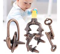 Cryfokt Ensemble de Jouets Puzzle, Jouet Anti-Stress Durable et Résistant à l'usure pour Enfants et Adultes de 8 Ans et Plus, Jouet de Verrouillage en Alliage de Zinc approprié 3 Pièces (Jeu de 3