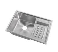 Cryfokt Évier à Encastrer Supérieur, Inox 304 avec Planche à Laver, pour | Évier utilitaire de blanchisserie avec planche à laver, bassin à une cuve, résistant à la rouille, pour buanderie, cuisine,