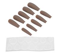 Cryfokt Faux Ongles Longs en Forme de Cercueil, Finition Brillante, Couverture Complète, avec Matériau ABS, sans Odeur, Ensemble de 10 Pièces pour Femmes et Filles, Salon de Manucure à Faire
