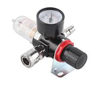 Cryfokt Filtre Régulateur de Pression D'air 1/4 Pouces, Séparateur D' D'eau et D'air comprimé Durable avec Jauge, Idéal pour les Systèmes Pneumatiques, Comprend un Support et des Tuyaux