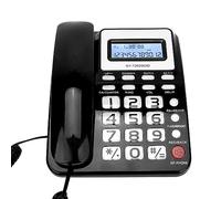 Cryfokt GY T2020CID Téléphone Filaire ABS, Affichage de L'identification de L'appelant, Calculatrice de Haut-Parleur de Bureau pour Usage Domestique et Bureau (Black)