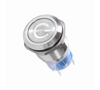 Cryfokt Interrupteur D'alimentation à Bouton-poussoir à Verrouillage Automatique en Acier Inoxydable étanche à LED pour Usage Industriel 19 Mm 12 V-24 V - Interrupteur à Bouton de Verrouillage (WHITE)