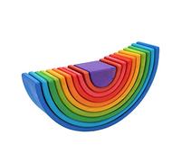 Cryfokt Jouet de Construction Empileur de Puzzle Emboîtable en Demi-Cercle, Blocs Empilables à Surface Mate, Guide de Sensibilisation pour Les Enfants, 10 Blocs en Bois pour L'éducation Précoce