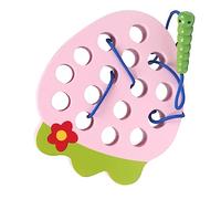 Cryfokt Jouet D'enfilage de Laçage en Bois pour L'éducation Précoce, Jeu de Voyage Léger, Compact et Durable pour Enfants en Bois Lisse (Fraise)