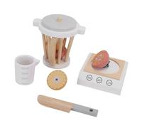 Cryfokt Jouet Mélangeur en Bois, Ensemble de Cuisine Imitation Opération Réelle, Machine à Smoothie avec Presse-Agrumes et Accessoires de Coupe de Fruits pour Les Tout-Petits d'âge Préscolaire âgés
