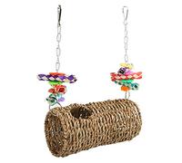 Cryfokt Jouet Tunnel coloré en Herbe pour Oiseaux et Cachette pour Calopsittes et Hamsters, Espace de Jeu Confortable de 29 Cm de Haut