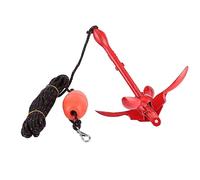 Cryfokt Kit D'ancres Pliables en Acier Inoxydable, Grappin Universel Rouge de 3,5 LB pour Canoës de Bateau, Jeu de Cordes d'ancrage de 11,8 Pouces pour Kayak