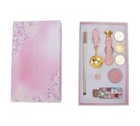 Cryfokt Kit de Tampons de Cire à Cacheter, Stylo de Coloriage, Tampon à Manche en Bois pour Enveloppes, Documents Importants, Matériel de Journal, 8,4x1,6x5,0 Pouces (PINK)