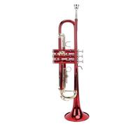 Cryfokt Kit de Trompette Bb, Instrument de Musique Professionnel avec étui de Transport pour Débutants, Rouge pour Musiciens en Herbe, Ni Laiton