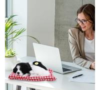 Cryfokt LovelyPlush Jouets en Peluche Simulation Animal Poupée Chiens Endormis Chien avec Son pour Enfants Jouets, Cadeaux d'anniversaire, Décoration de Bureau, Peluche et Coton (Le Noir et Blanc