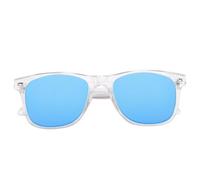 Cryfokt Lunettes de Traduction Intelligente, Support 144 Langues Music Lunes Anti-Blue Light Noise Reduction for Outdoor (Lentille Bleue avec Cadre Blanc)