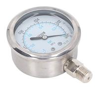 Cryfokt Manomètre à Vide Durable en Acier Inoxydable, pour la de L'eau et de L' Hydraulique, 1/4 Pouces NPT (-0.1~0Mpa)