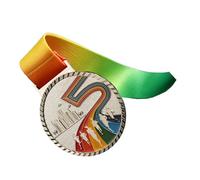 Cryfokt Médaille du Gagnant Texture Exquise Médaille Robuste pour Camp d'été Sportif, en Alliage de Zinc avec Ruban pour Compétition Sportive (Silver)