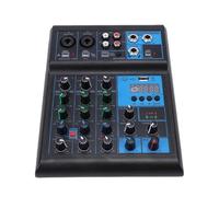 Cryfokt Mélangeur de Son 4 Canaux, Mélangeur à Faible Bruit avec Alimentation Fantôme Alimentée par USB XLR 6 Prises 35 Mm RVB LED Boutons Scellés pour Podcast DJ Studio Streaming