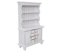 Cryfokt Mini Accessoires pour Maison de Poupée, Armoire en Bois à Trois Couches, Décoration Exquise pour Maison de Poupée, Compagnon de Jeu pour Enfants (White)