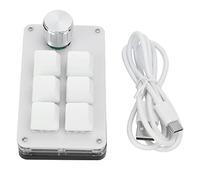 Cryfokt Mini Clavier de Raccourcis de Clavier de Jeu Mécanique Portable pour Les Tests en Laboratoire et en Ligne de Production, Matériau Acrylique Durable, 6 Touches (Noir Blanc)