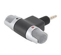 Cryfokt Mini Microphone sans Fil Double Canal pour Tablette de Téléphone Portable, Micro D'enregistrement Stéréo à Alimentation Enfichable pour Réunions, ABS Noir 1 Pièce (4 pôles)