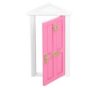 Cryfokt Mini Porte en Bois Brillant avec Bord Lisse, Meubles de Maison de Poupée, Modèle de Porte Féerique pour Enfants (Rose Clair)