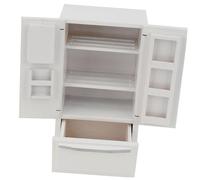 Cryfokt Mini Réfrigérateur en Bois, Modèle de Simulation écologique, Meubles de Poupée, Décor pour Maison de Poupée, Chambre d'enfants (White)