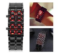 Cryfokt Montre-Bracelet LED élégante, Bracelet en Acier, électronique, pour Couples et étudiants, Lumière Bleue et Rouge, 8.3 Pouces (#2)