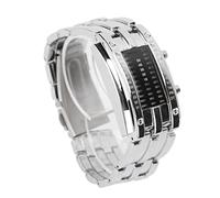 Cryfokt Montre LED Unique Affichage du Mode de L'heure Binaire Montre électronique étanche pour Hommes Verre en Acier Inoxydable Résistant à l'usure 1,4 Cm 2,4 Cm Durée de Vie 30 M étanche (Petite