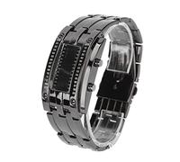 Cryfokt Montre LED Unique Affichage du Mode de L'heure Binaire Montre électronique étanche pour Hommes Verre en Acier Inoxydable Résistant à l'usure 1,4 Cm 2,4 Cm Durée de Vie 30 M étanche (L)