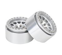 Cryfokt Moyeu de Roue de Pneu de Voiture sur Chenilles RC en Alliage Métallique pour SCX10 SCX10II 90046 90047, Matériau de qualité Supérieure, Lot de 4, pour Pelles sur Chenilles RC 1:10 (Silver)