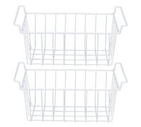 Cryfokt Panier Organisateur pour congélateur, 2pcs Refrigerator Metal Bins, Grands paniers de Rangement en Fil métallique avec poignées, Bacs de Rangement en métal pour (49.5x24.5x20cm /