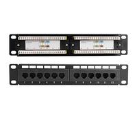 Cryfokt Panneau de Brassage de Données Polyvalent CAT6 UTP 12 Ports avec Matériau PPO + PC moulé par Injection, 1 X 12 Ports CAT6 UTP Support de Câble Réseau Scène Applicable Grands Espaces de Bureau