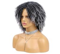 Cryfokt Perruques Dreadlock Courtes pour Hommes et Femmes, Perruque Tressée Synthétique élégante pour un Usage Quotidien, Texture Douce Naturelle, Longueur de 6 Pouces (GREY)