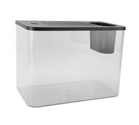 Cryfokt Petit Aquarium de Bureau en Plastique, Transparent, Esthétique, Multifonctionnel, pour Poissons Rouges, Crevettes, Poissons Betta, Tortue, 12,4x7,1x8,9 Pouces (Black)