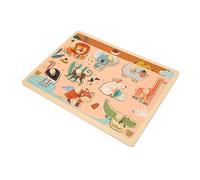 Cryfokt Planche de Puzzle en Bois à Motifs d'animaux de Zoo pour Les Tout-Petits, Reconnaissance Améliorée, Coordination œil-Main pour L'apprentissage Préscolaire, Planche de Base en Hêtre pour