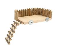 Cryfokt Plate-Forme d'escalade en Bois pour Hamster, Jouet Naturel Sûr pour Animaux de Compagnie avec Clôture pour Petits Animaux de Compagnie, Aire de Jeu (Style de vis)