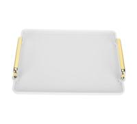Cryfokt Plateau Décoratif élégant avec Poignées Plaquées Or, Grand Espace pour Un Rangement organisé, adapté à la Décoration Intérieure, Plastique Durable (White)
