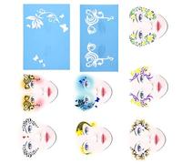 Cryfokt Pochoirs de Peinture pour le Visage Fleur Papillon 7 Styles Modèles Réutilisables pour les Activités Créatives de Peinture Corporelle et Faciale 13 Pièces