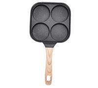 Cryfokt Poêle à œufs de Petit-déjeuner, Poêle à œufs en Alliage d'aluminium de Conception Divisée Antiadhésive, à avec Poignée en Bois pour Table de Cuisson à Induction de Cuisinière à Gaz (4