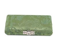 Cryfokt Porte-Anches en Bois doublé de Velours pour Anches de Hautbois, Prévention de l'humidité, Housse Décorative en Tissu de Soie pour Les Joueurs de Hautbois de Couleur Verte