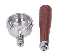 Cryfokt Porte-filtre à café Amovible sans Fond en Acier Inoxydable amélioré de 58 Mm pour Barsetto, 3 Oreilles, Bois Massif et Acier Inoxydable (E Cercle Palissandre)