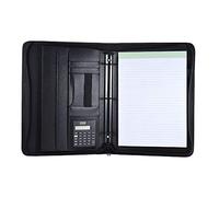 Cryfokt Portefeuille, Organisateur de Documents A4 en Cuir PU avec Fermeture à Glissière, Bloc-notes Rechargeable à Plusieurs Poches pour les Professionnels des Affaires et les Chercheurs d'emploi