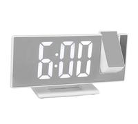Cryfokt Réveil à Projection Numérique Élégant Grand Écran LED pour Chambres Design Miroir Blanc 1 Unité