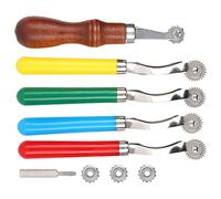 Cryfokt Roue de Marquage D'espacement, Outil de Fabrication de Points de Traçage de Haute qualité pour la Sculpture du Cuir, Idéal pour Déterminer les Intervalles des Trous de Couture, 5 Pièces