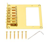 Cryfokt Sellier Humbucker à 6 Cordes pour Guitare, Chevalet Carré, Doré | Remplacement de pont de guitare électrique, double trous de micro, pour Telecaster, métal, avec vis