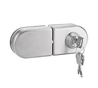 Cryfokt Serrure de Porte en Verre D'acier Inoxydable de Langue de Serrure Ronde Solide pour L'usage à la Maison de Porte en Verre de 10~12 Mm
