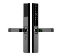 Cryfokt Serrure Intelligente Extérieure, Empreinte Digitale, Mot de Passe, Carte, clé, WiFi, Serrure à Pêne Dormant pour la sécurité de la Porte D'entrée, avec Système D'alerte, Contrôle (BLACK)